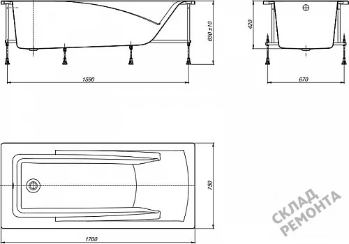 Фото Ванна акриловая Roca Hall ZRU9302768 170*75  купить в Перми: цена, описание, фото. Интернет-магазин 4