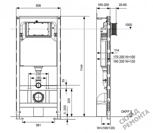 Фото Инсталляция для подвесного унитаза Tecespring S300300 без кнопки купить в Перми: цена, описание, фото. Интернет-магазин 2