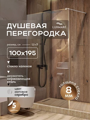 Душевая перегородка LUXMARE LXM04-100-CH стекло 8 мм 100*195